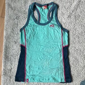 Kari Traa 100% Merino Wool Women's Teal, Pink and Navy Tank Top